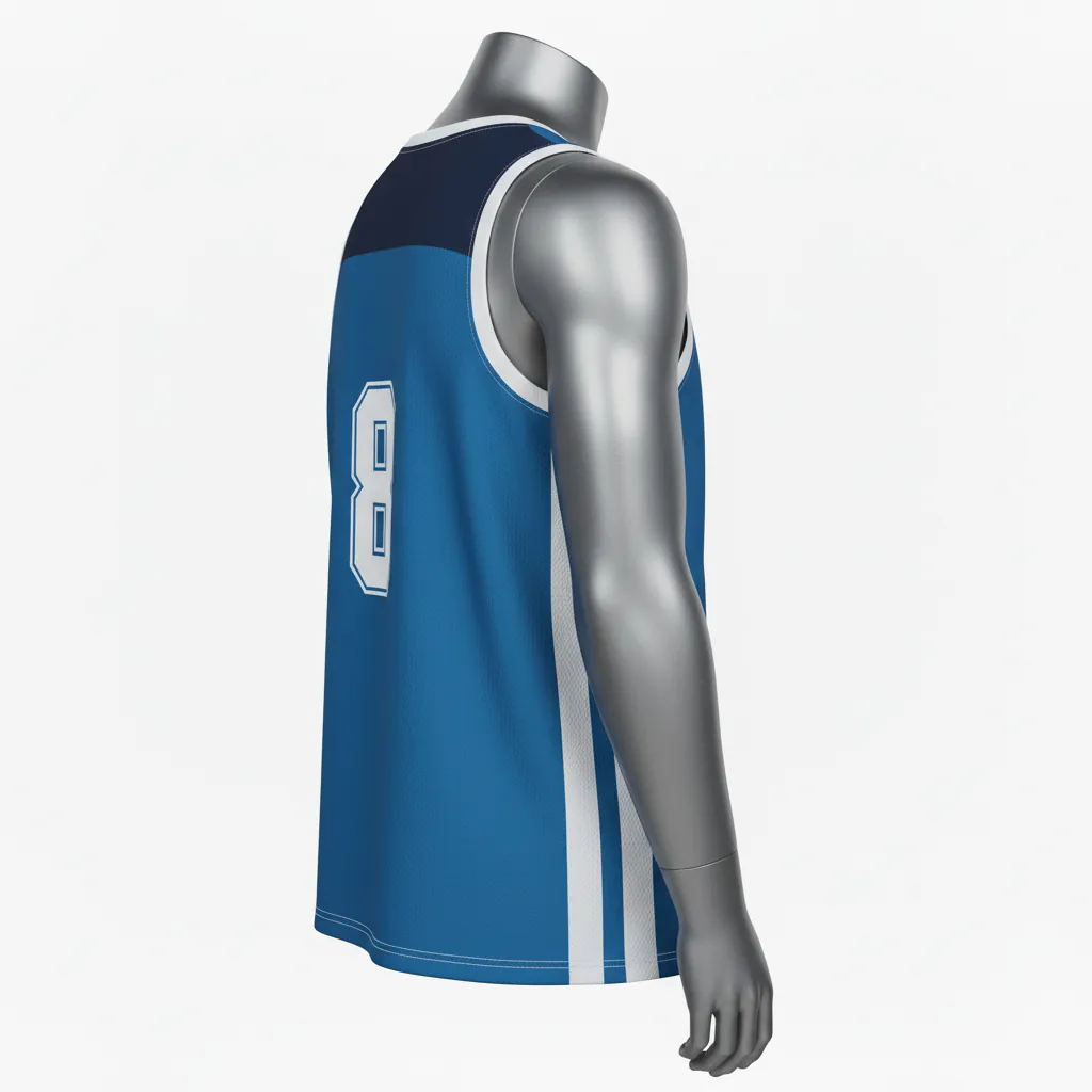 Custom Basketball Sleeveless Training Shirt - Blue, Navy - Columbia Colorblock - Side View - Kinexa Sportswear