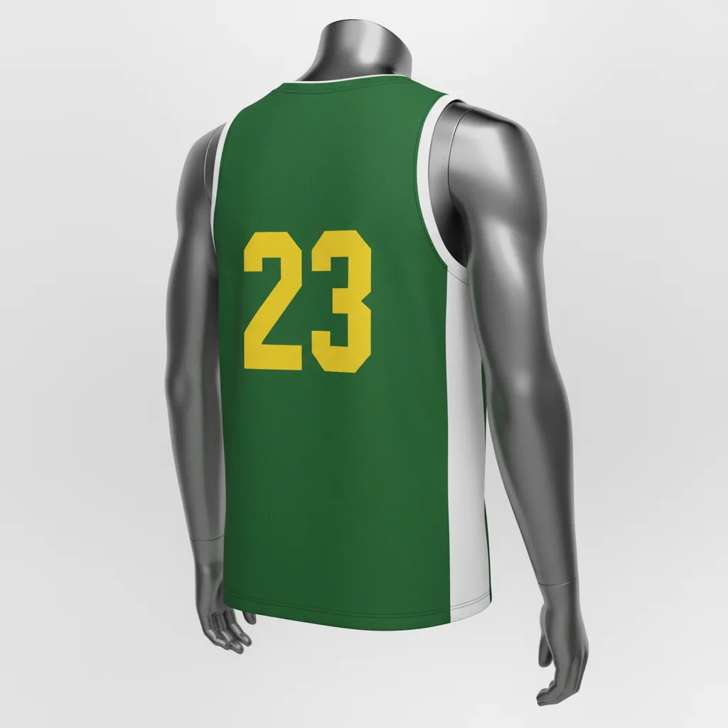 Custom Basketball Sleeveless Training Shirt - Green, White - Forest Stripe - Back View - Kinexa Sportswear