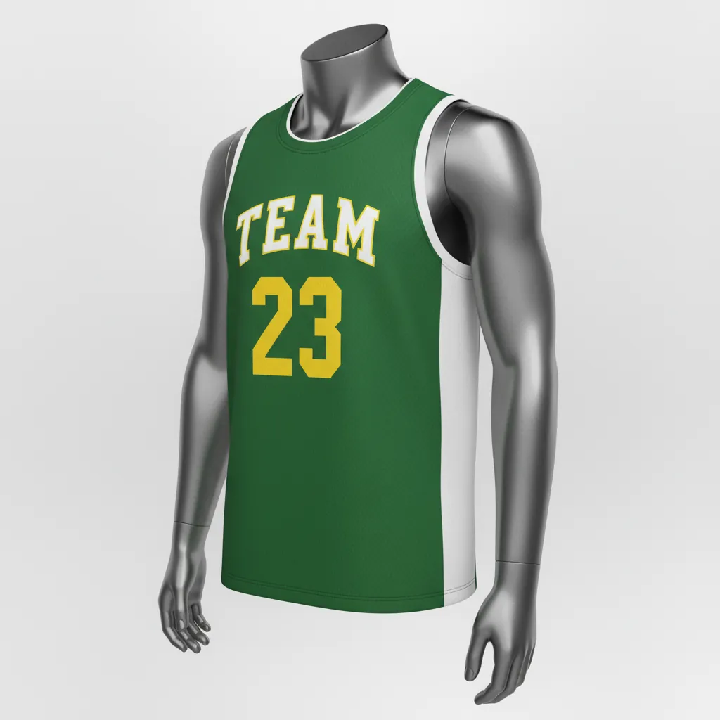 Custom Basketball Sleeveless Training Shirt - Green, White - Forest Stripe - Front View - Kinexa Sportswear