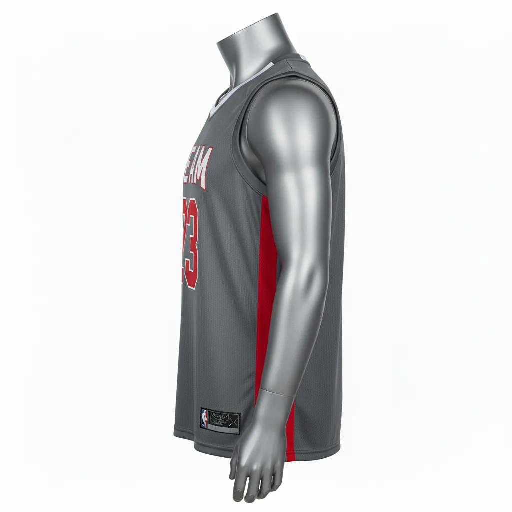 Custom Basketball Sleeveless Training Shirt - White - Graphite Angular - Side View - Kinexa Sportswear