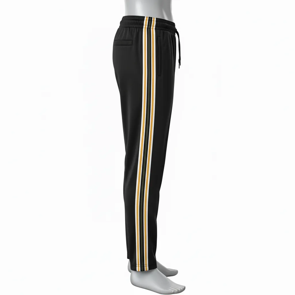 Custom Basketball Tear Away Warmup Pants - Black, Gold, White - Tearaway Premium - Side View - Kinexa Sportswear