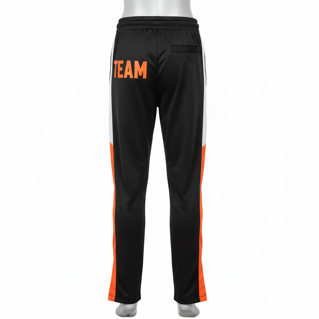 Custom Basketball Tear Away Warmup Pants - Black, Orange, White - Tearaway Neon - Back View - Kinexa Sportswear