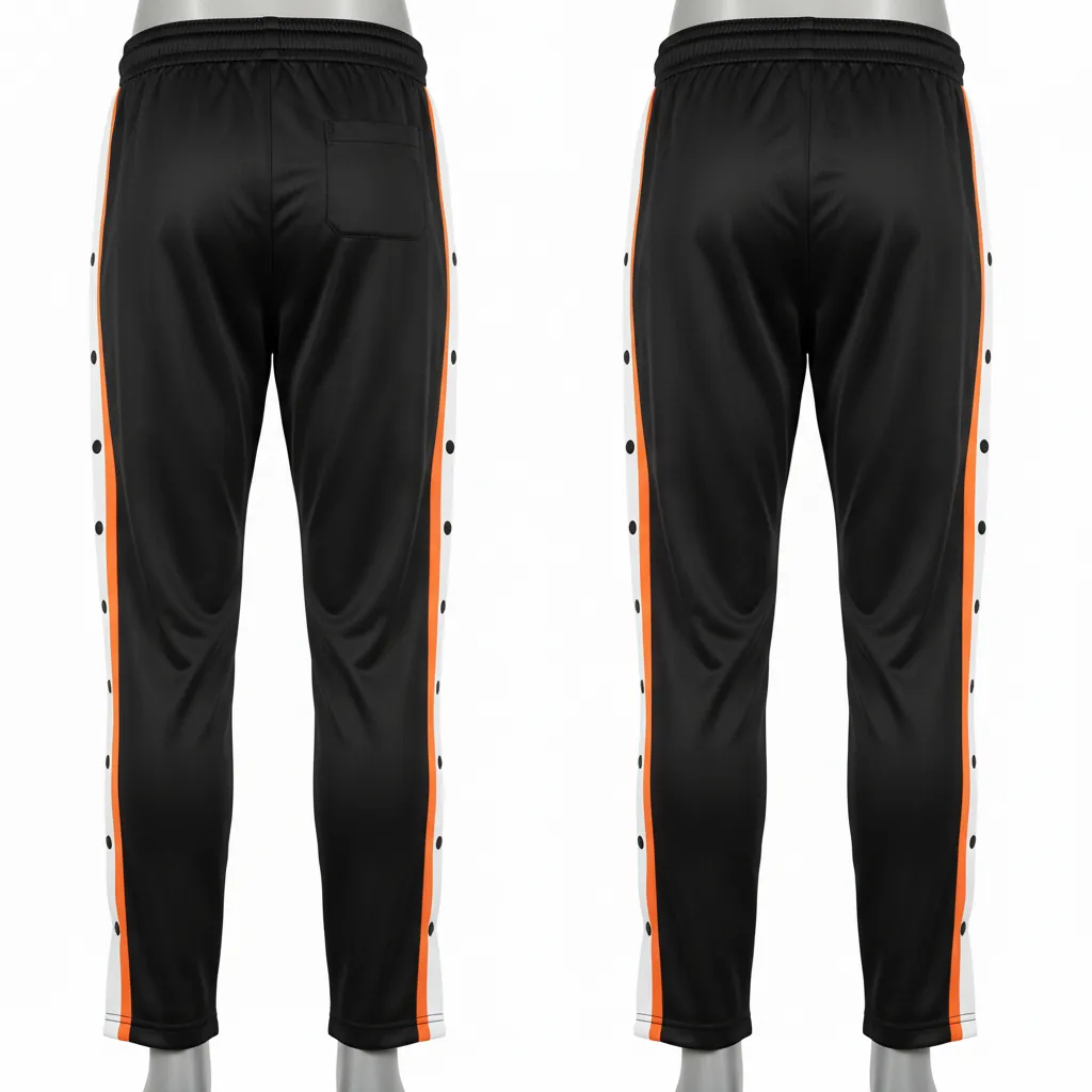 Custom Basketball Tear Away Warmup Pants - Black, Orange, White - Tearaway Bold - Back View - Kinexa Sportswear