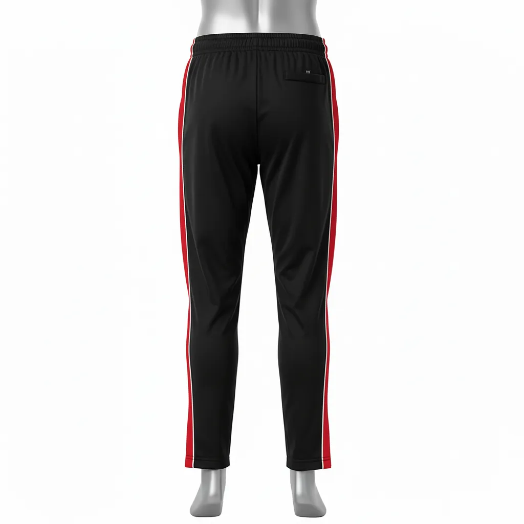 Custom Basketball Tear Away Warmup Pants - Black, Red, White - Tearaway Colorblock - Back View - Kinexa Sportswear