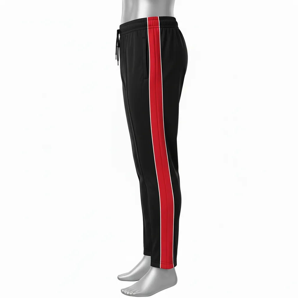 Custom Basketball Tear Away Warmup Pants - Black, Red, White - Tearaway Colorblock - Side View - Kinexa Sportswear