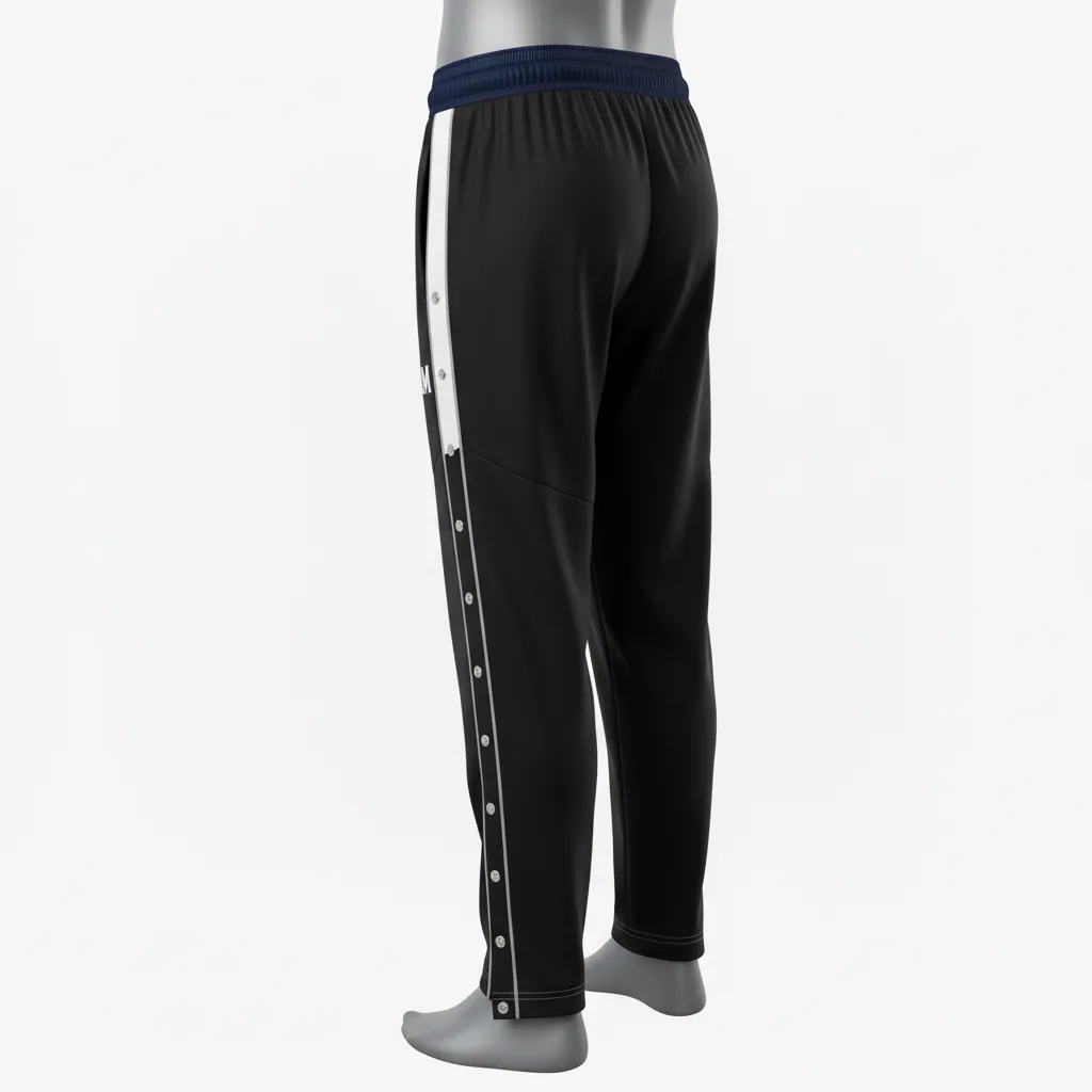 Custom Basketball Tear Away Warmup Pants - Black, White, Gray - Tearaway Minimal - Back View - Kinexa Sportswear