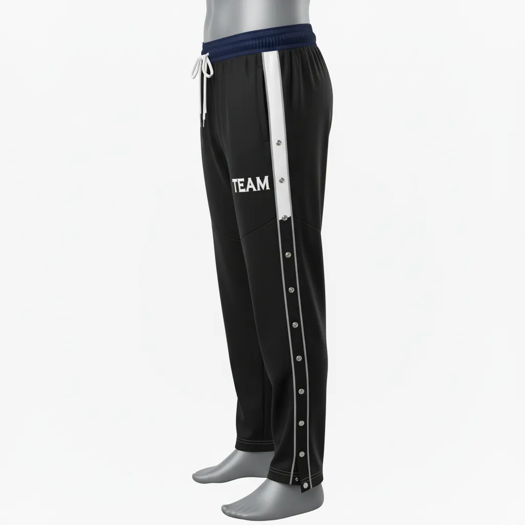 Custom Basketball Tear Away Warmup Pants - Black, White, Gray - Tearaway Minimal - Front View - Kinexa Sportswear