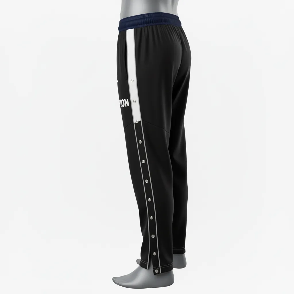 Custom Basketball Tear Away Warmup Pants - Black, White, Gray - Tearaway Minimal - Side View - Kinexa Sportswear