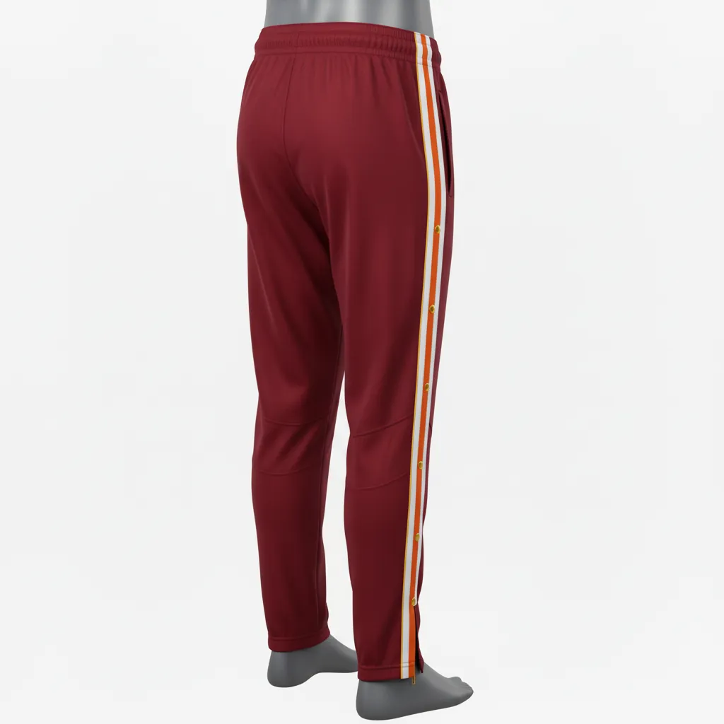 Custom Basketball Tear Away Warmup Pants - Burgundy, Gold, White - Tearaway Classic - Back View - Kinexa Sportswear