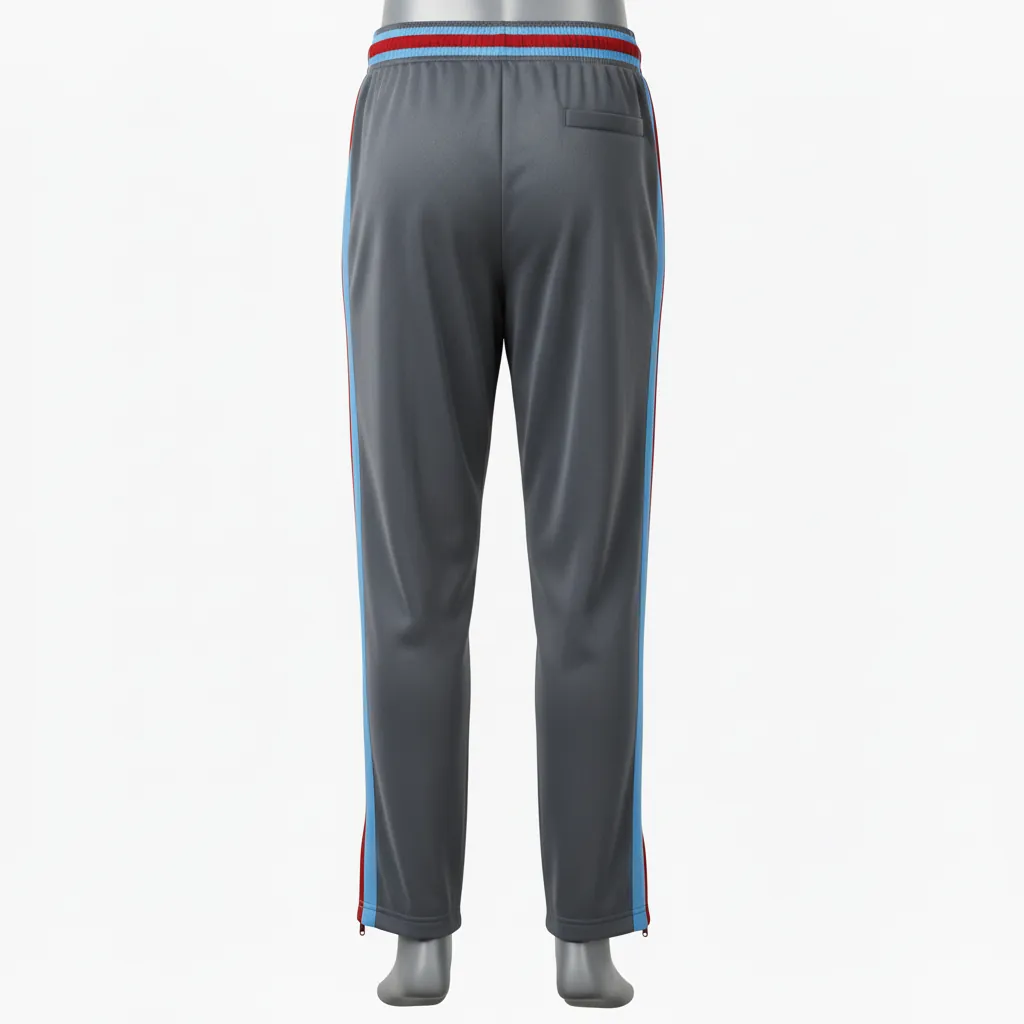 Custom Basketball Tear Away Warmup Pants - Red, White - Tearaway Charcoal Bold - Back View - Kinexa Sportswear
