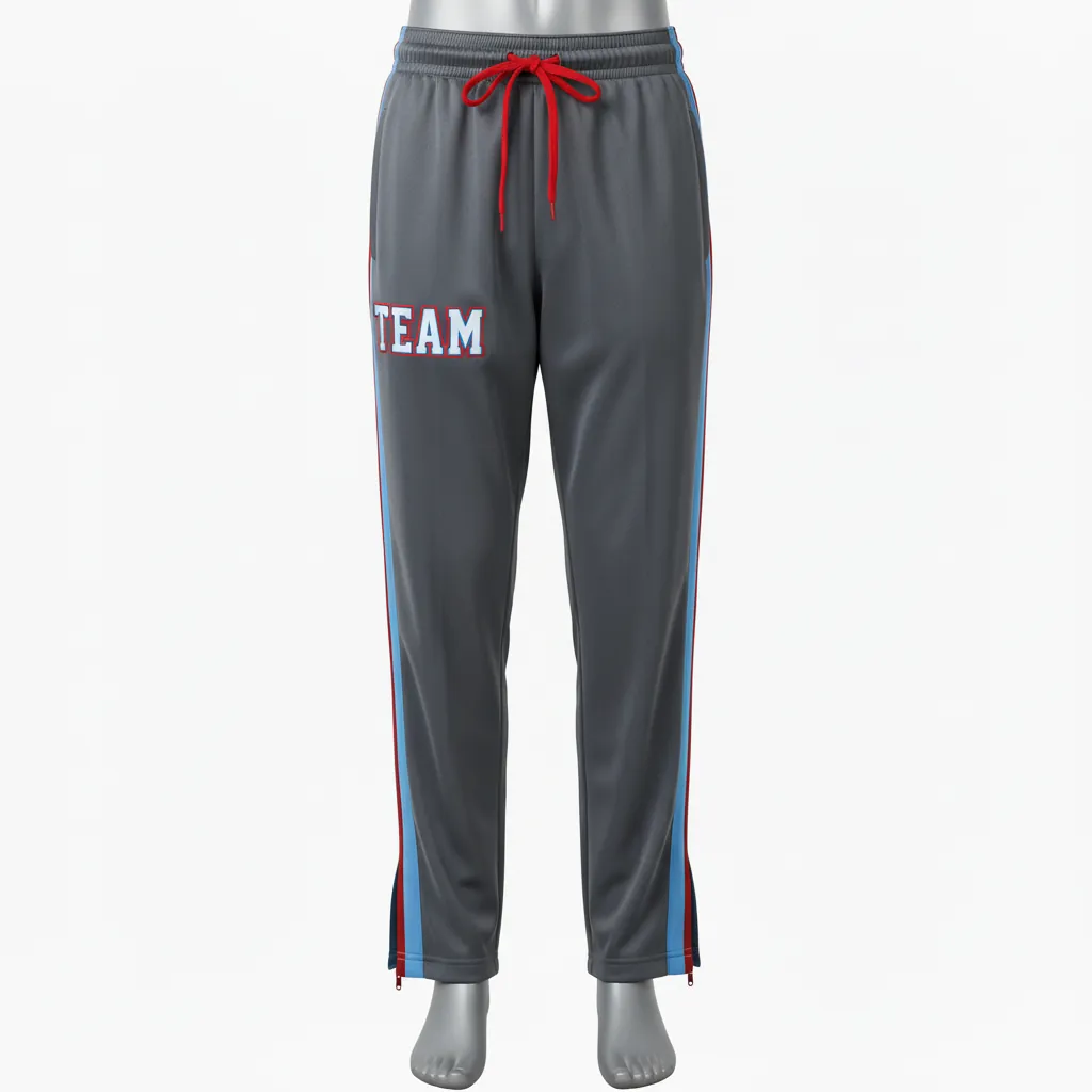 Custom Basketball Tear Away Warmup Pants - Red, White - Tearaway Charcoal Bold - Front View - Kinexa Sportswear