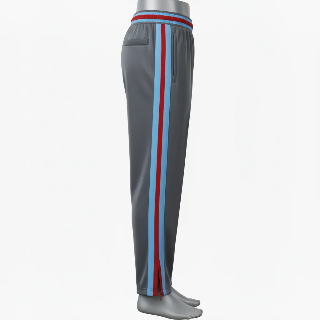 Custom Basketball Tear Away Warmup Pants - Red, White - Tearaway Charcoal Bold - Side View - Kinexa Sportswear
