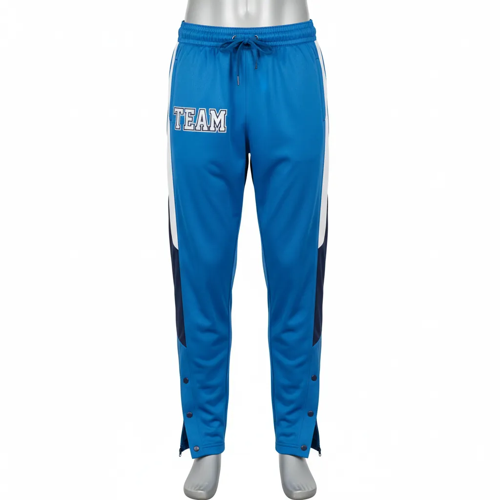 Custom Basketball Tear Away Warmup Pants - Blue, Navy, White - Tearaway Columbia - Front View - Kinexa Sportswear