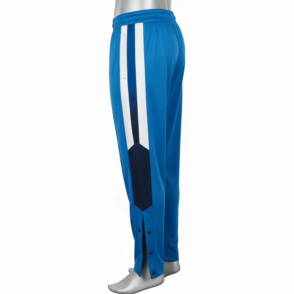 Custom Basketball Tear Away Warmup Pants - Blue, Navy, White - Tearaway Columbia - Side View - Kinexa Sportswear