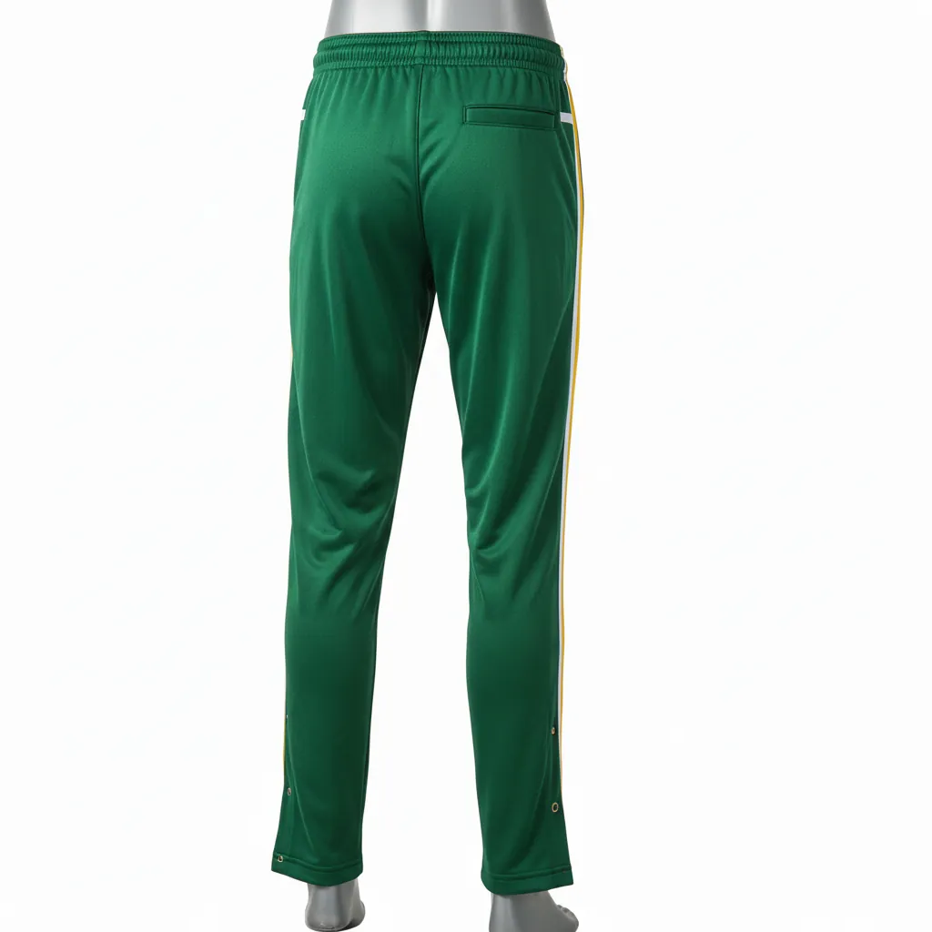 Custom Basketball Tear Away Warmup Pants - Green, White, Yellow - Tearaway Forest - Back View - Kinexa Sportswear