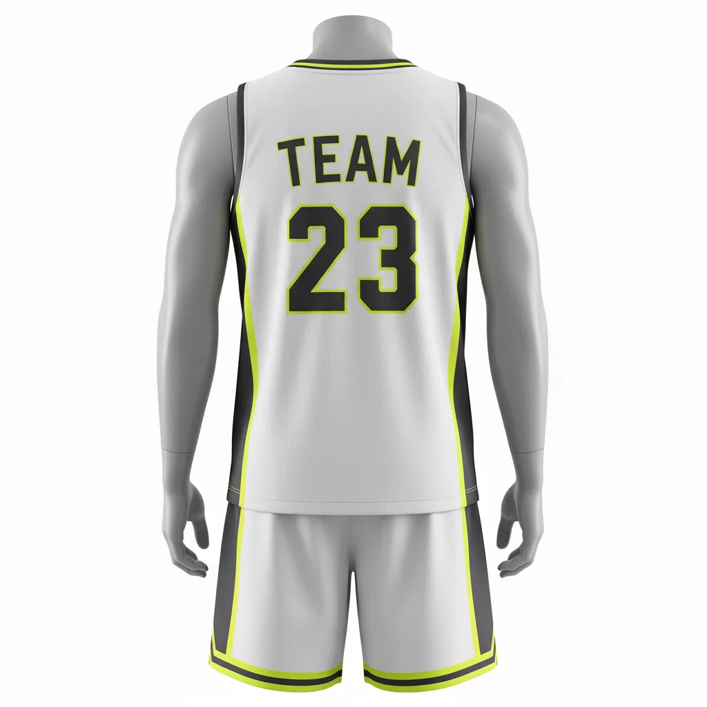 Custom V-Neck Basketball Uniforms - Back View - KINEXA