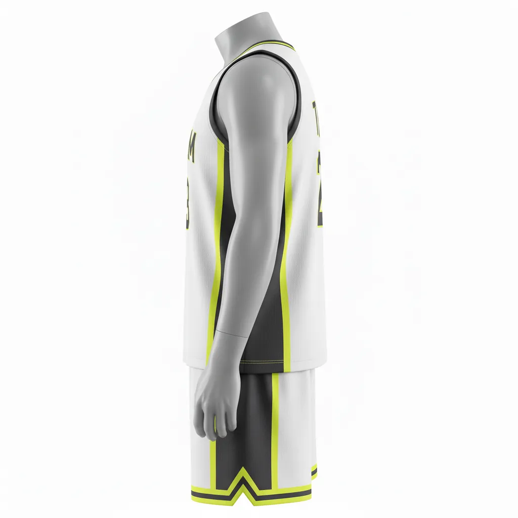 Custom V-Neck Basketball Uniforms - Side View - KINEXA