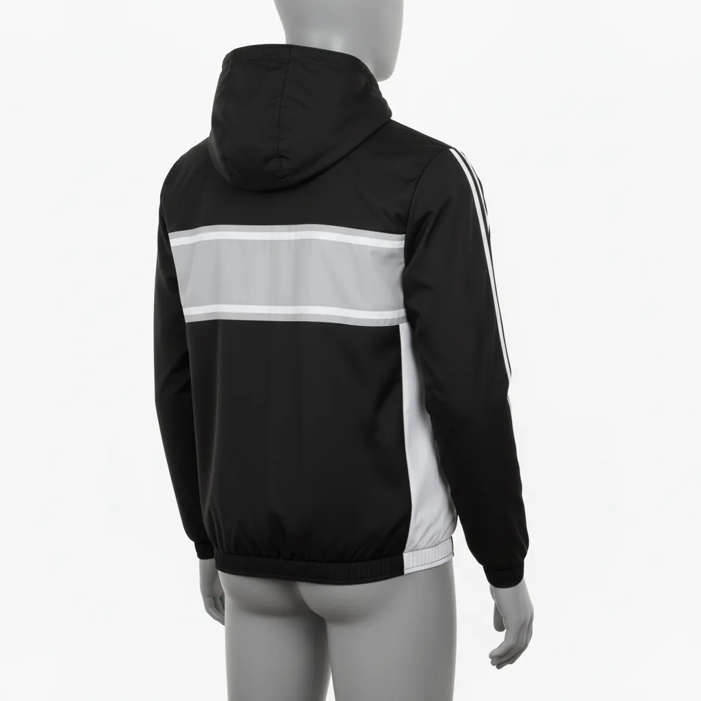 Custom Basketball Windbreaker Jacket - Black, Gray, White - Asymmetric - Back View - Kinexa Sportswear