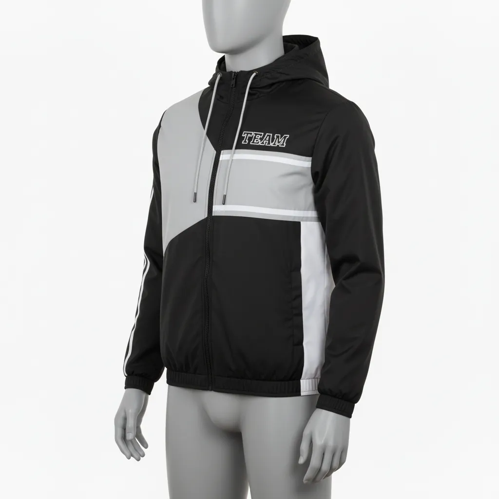 Custom Basketball Windbreaker Jacket - Black, Gray, White - Asymmetric - Front View - Kinexa Sportswear