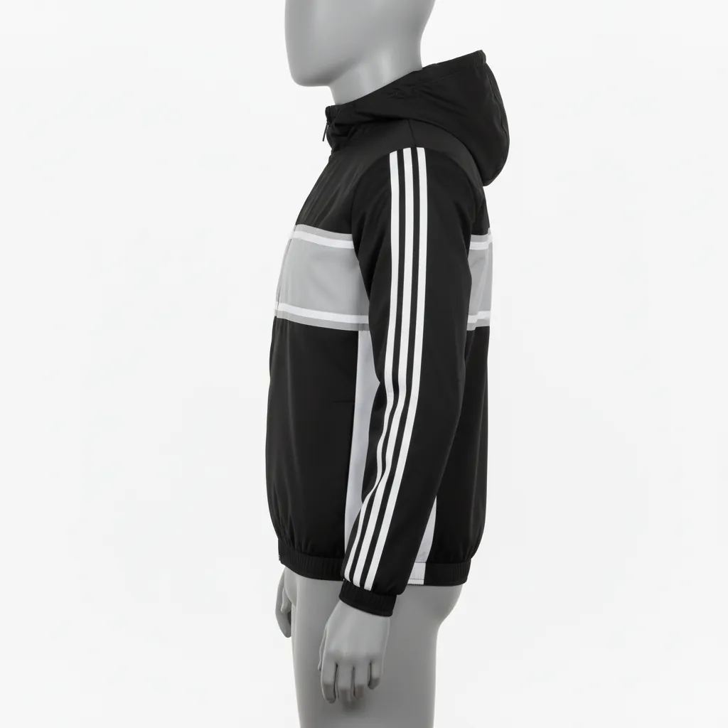 Custom Basketball Windbreaker Jacket - Black, Gray, White - Asymmetric - Side View - Kinexa Sportswear