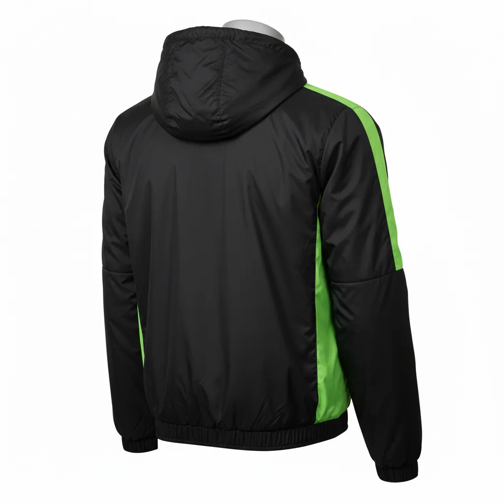 Custom Basketball Windbreaker Jacket - Black, Green, White - Lime - Back View - Kinexa Sportswear