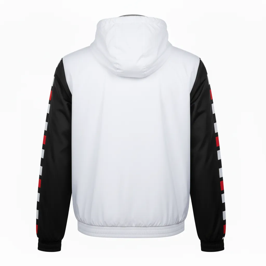 Custom Basketball Windbreaker Jacket - Black, White, Red - Back View - Kinexa Sportswear