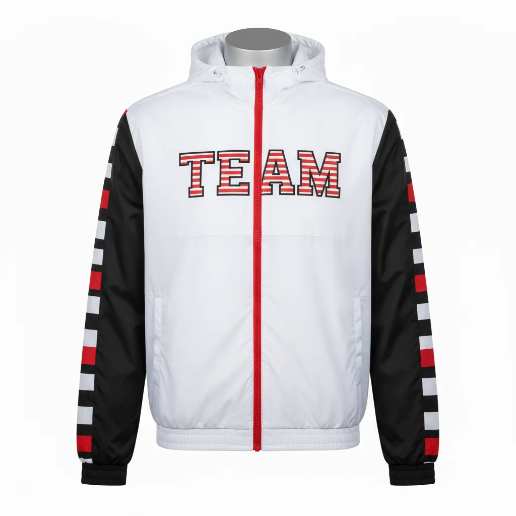 Custom Basketball Windbreaker Jacket - Black, White, Red - Front View - Kinexa Sportswear