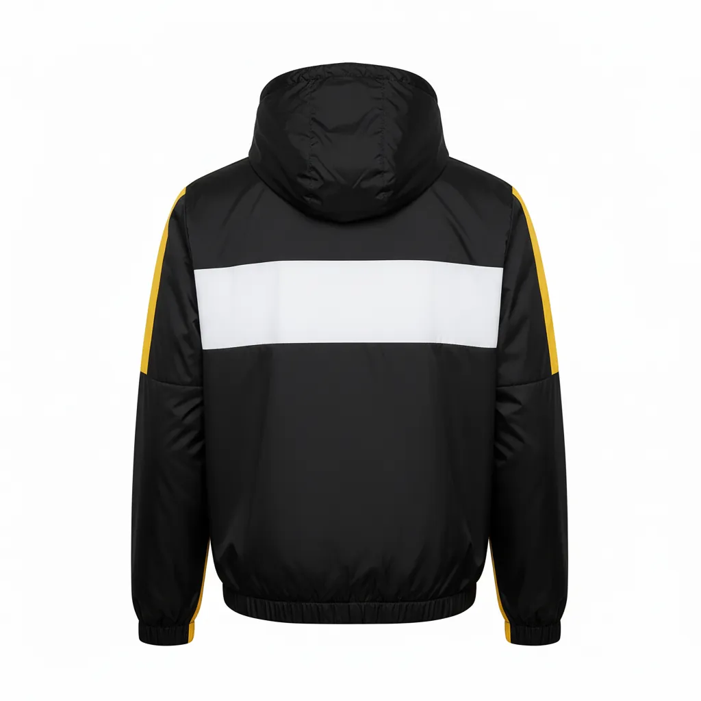 Custom Basketball Windbreaker Jacket - Black, Yellow, White - Modern - Back View - Kinexa Sportswear