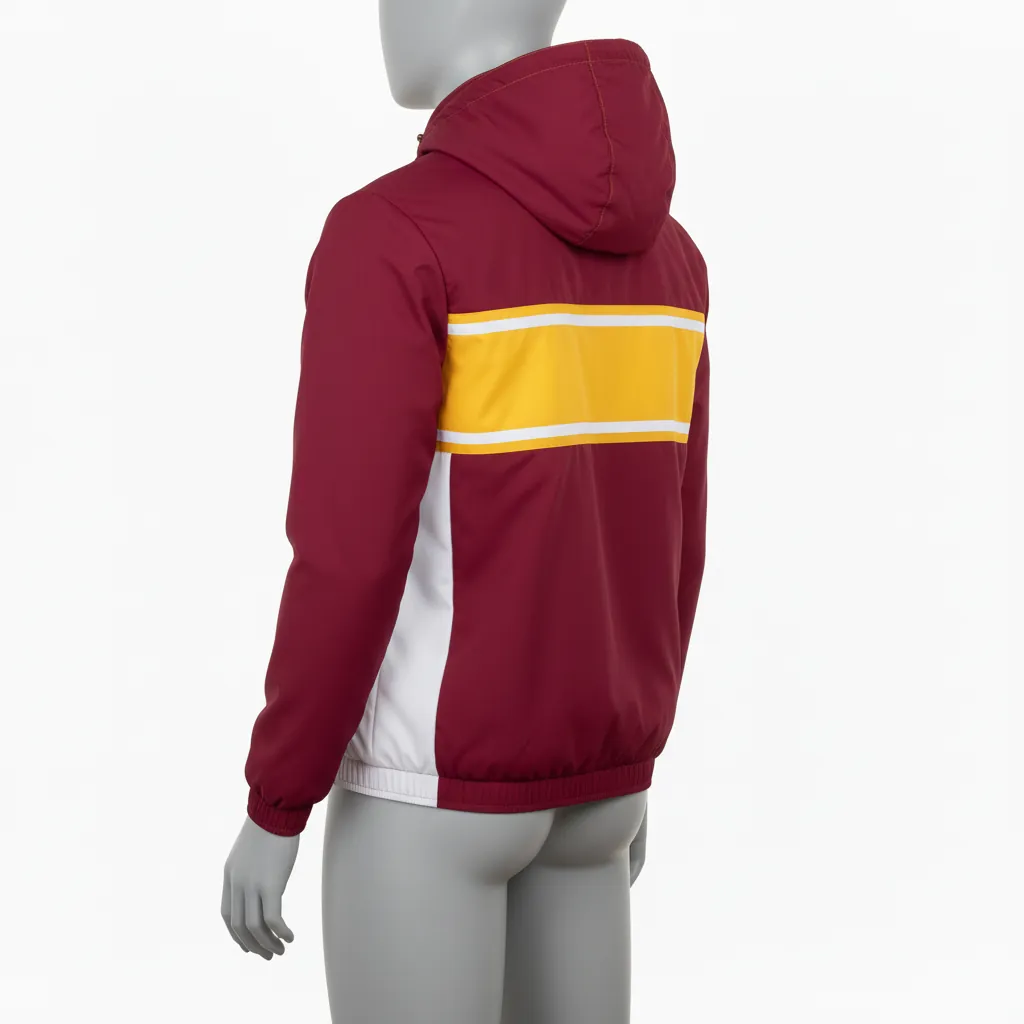 Custom Basketball Windbreaker Jacket - Burgundy, Gold, White - Chest - Back View - Kinexa Sportswear