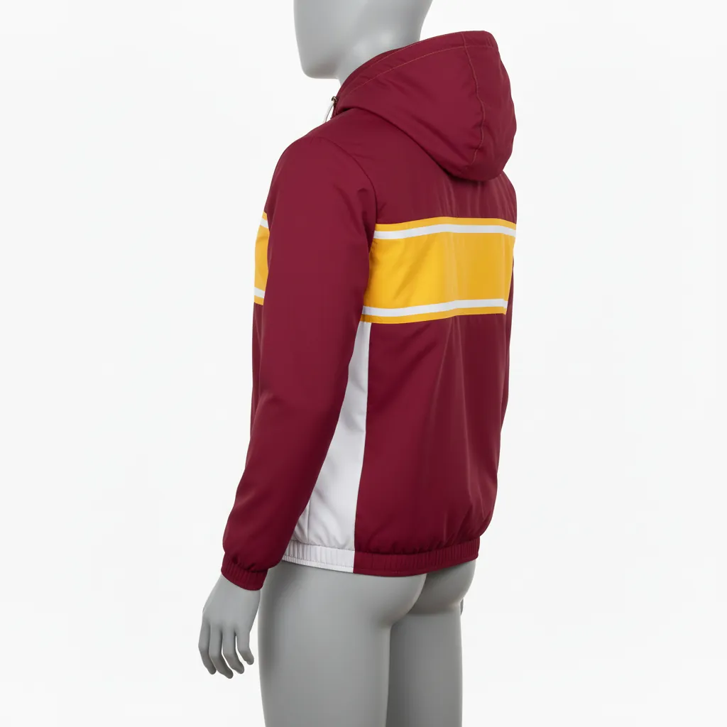 Custom Basketball Windbreaker Jacket - Burgundy, Gold, White - Chest - Side View - Kinexa Sportswear