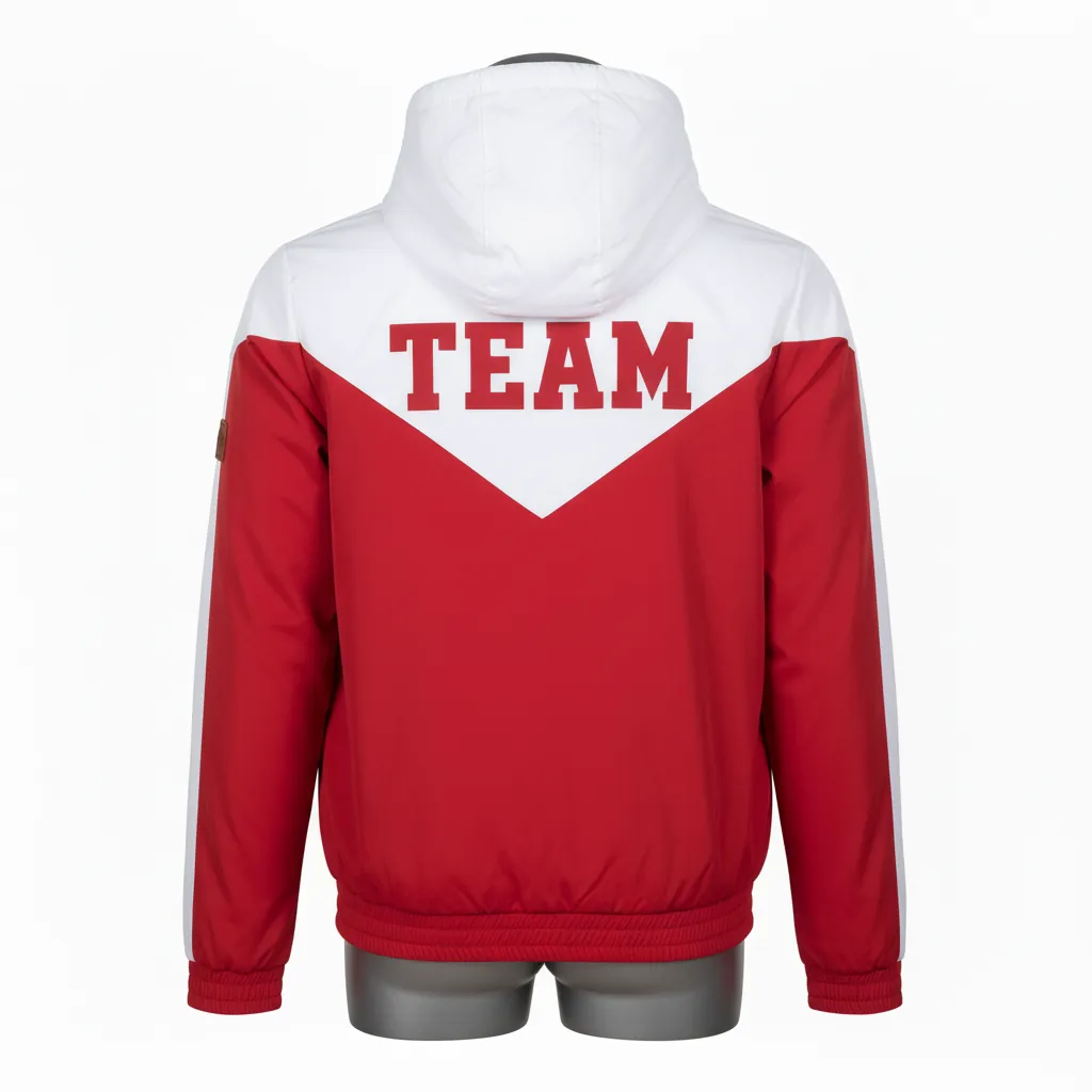 Custom Basketball Windbreaker Jacket - Red, White - Cardinal Block - Back View - Kinexa Sportswear