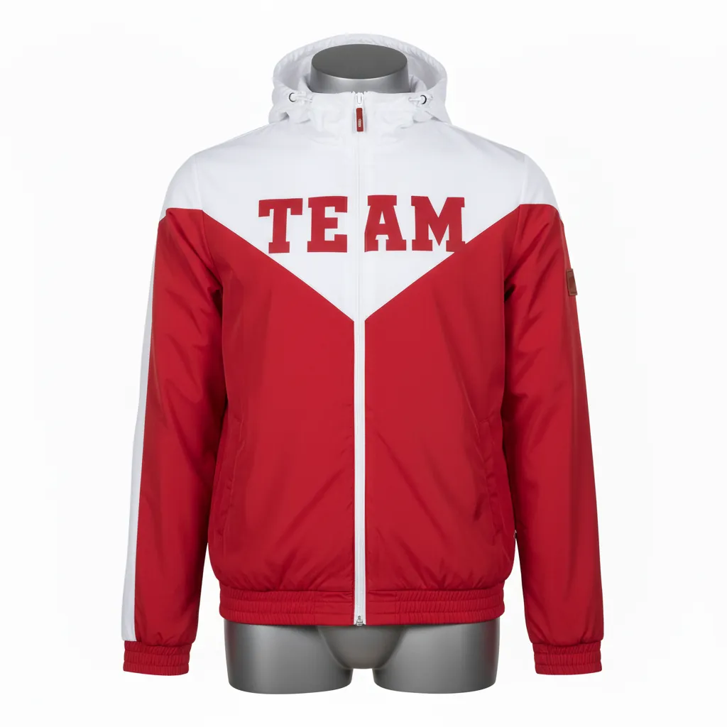 Custom Basketball Windbreaker Jacket - Red, White - Cardinal Block - Front View - Kinexa Sportswear