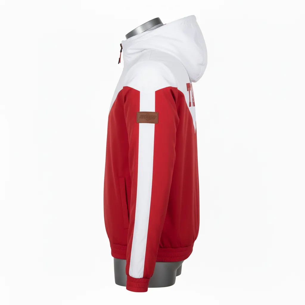 Custom Basketball Windbreaker Jacket - Red, White - Cardinal Block - Side View - Kinexa Sportswear