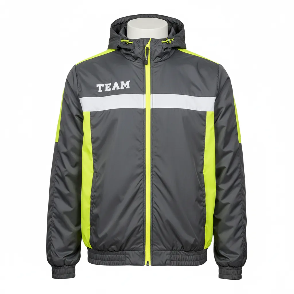 Custom Basketball Windbreaker Jacket - Yellow, White - Charcoal Neon - Front View - Kinexa Sportswear