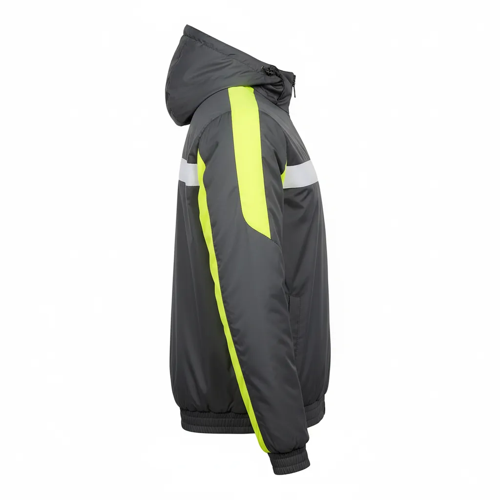 Custom Basketball Windbreaker Jacket - Yellow, White - Charcoal Neon - Side View - Kinexa Sportswear