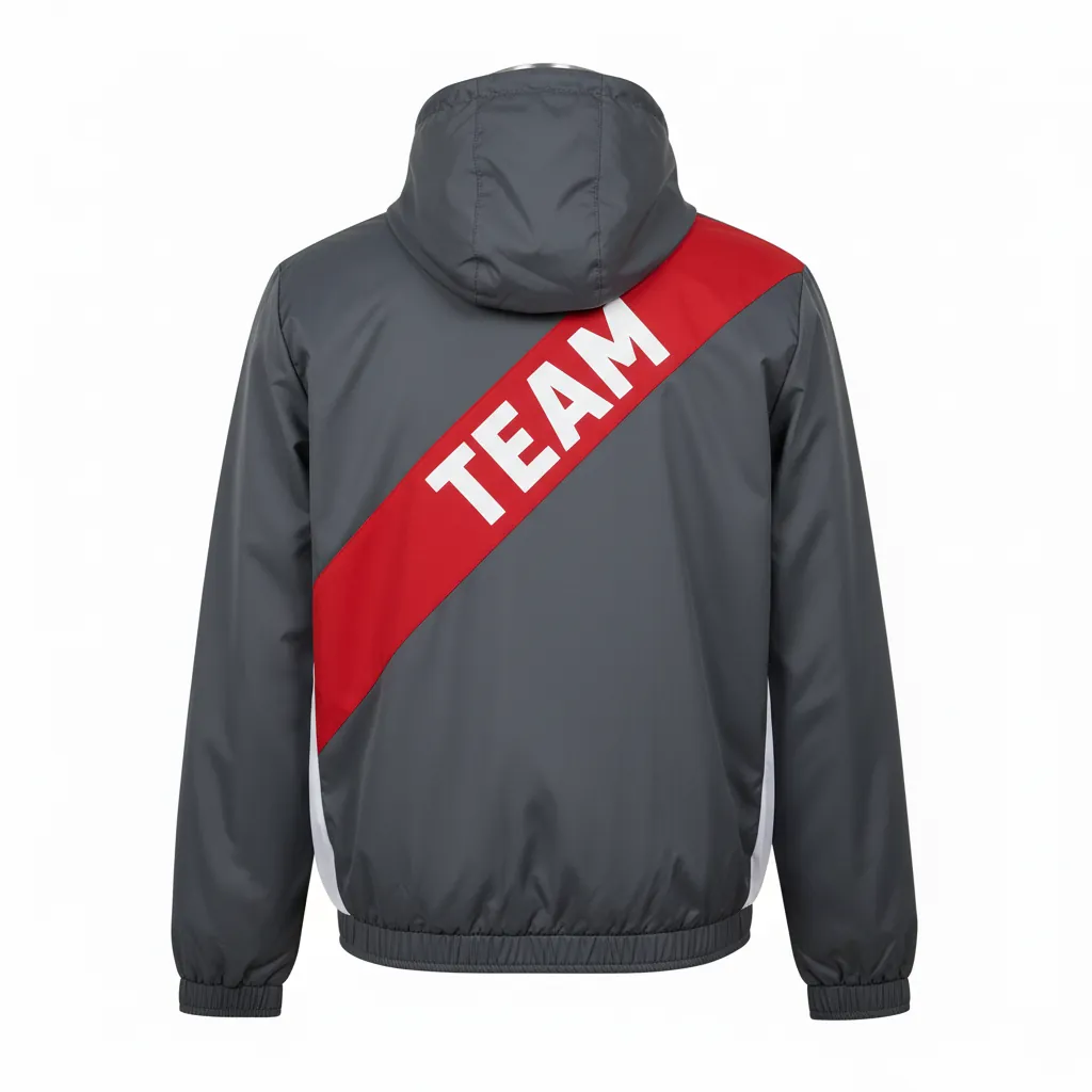 Custom Basketball Windbreaker Jacket - Red, White - Charcoal Modern - Back View - Kinexa Sportswear