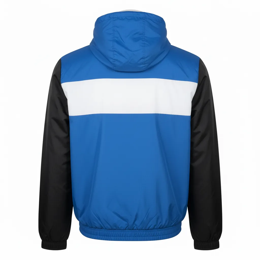 Custom Basketball Windbreaker Jacket - Blue, Black, White - Columbia - Back View - Kinexa Sportswear