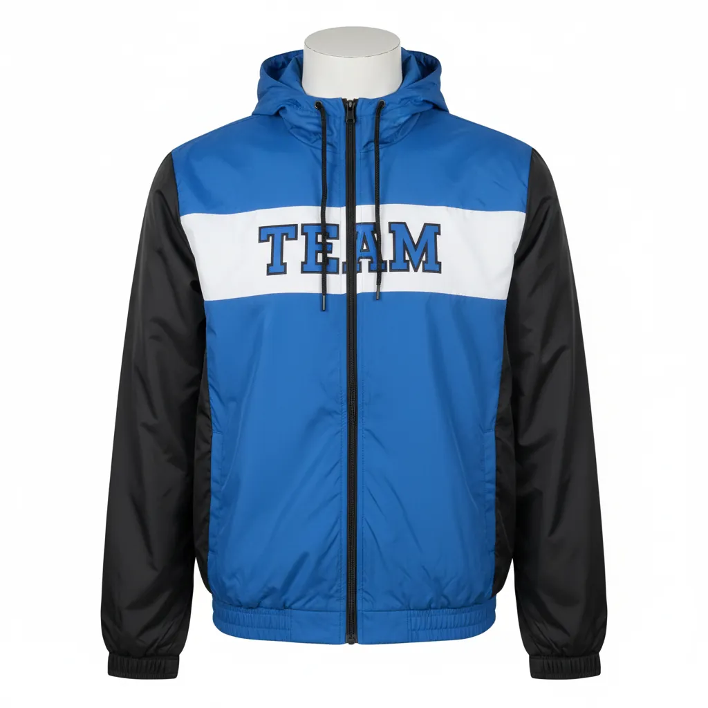 Custom Basketball Windbreaker Jacket - Blue, Black, White - Columbia - Front View - Kinexa Sportswear