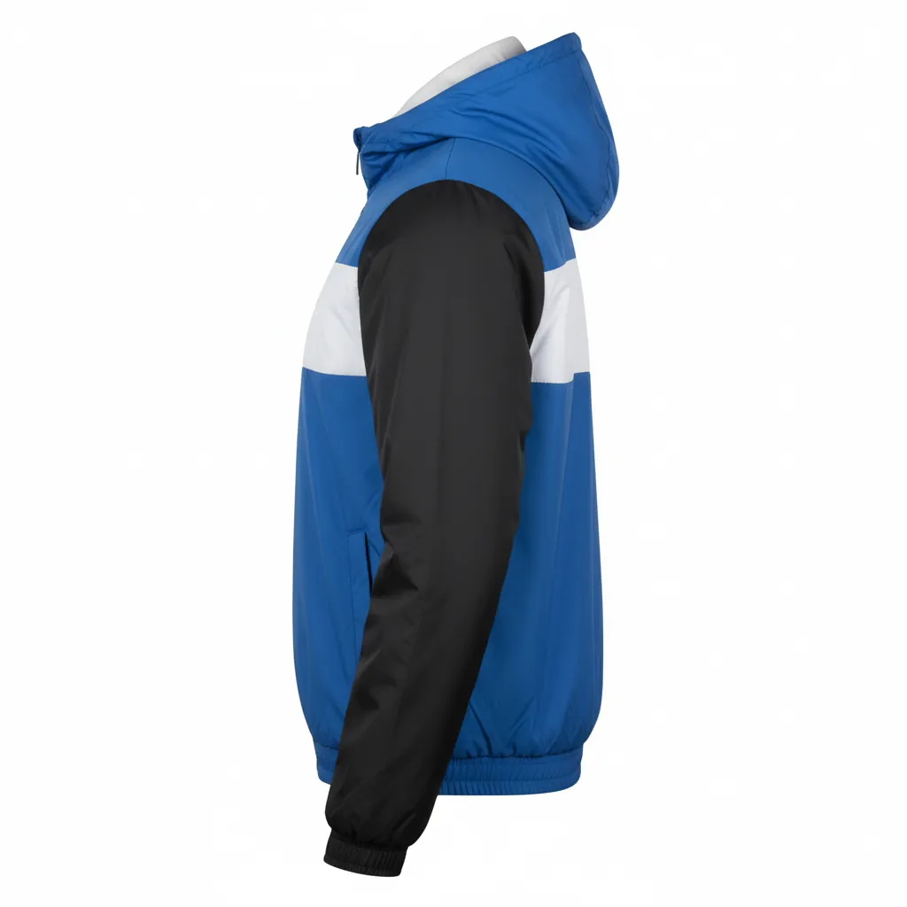 Custom Basketball Windbreaker Jacket - Blue, Black, White - Columbia - Side View - Kinexa Sportswear