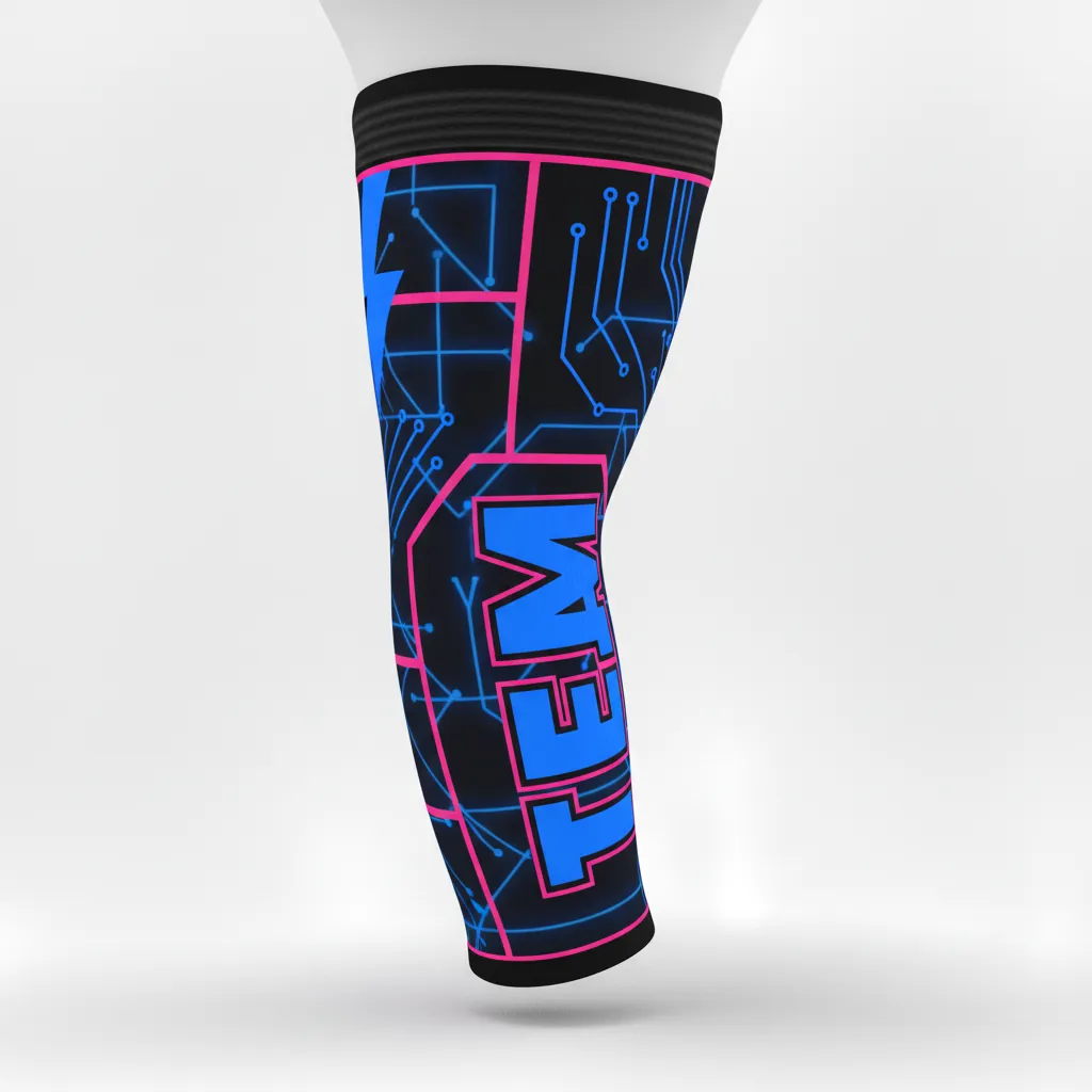 Custom Esports Arm Sleeve - Blue, Pink - All Blacks Electric Hot - Side View - Kinexa Sportswear