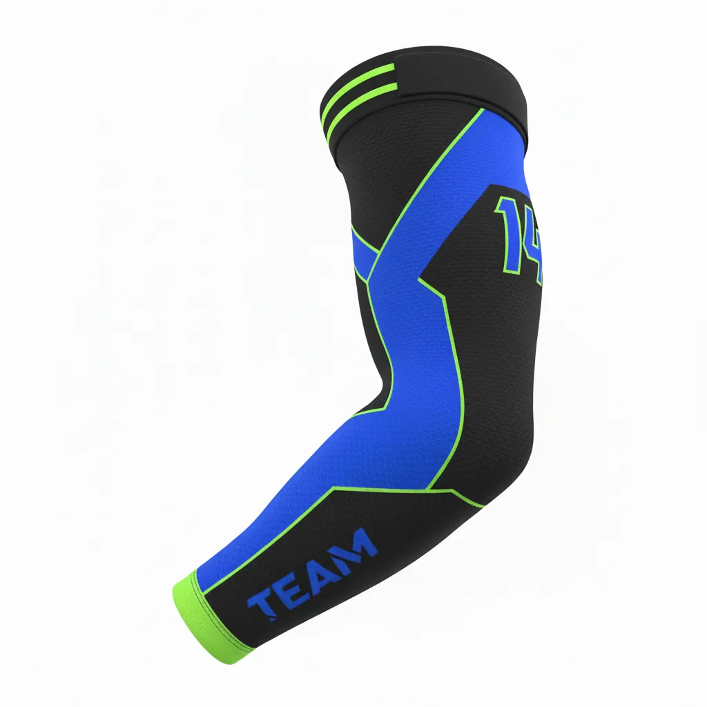 Custom Esports Arm Sleeve - Blue, Green - All Blacks Electric Neon - Back View - Kinexa Sportswear
