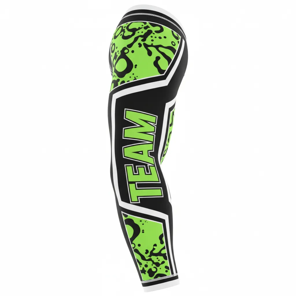 Custom Esports Arm Sleeve - Green, White - All Blacks Neon - Front View - Kinexa Sportswear