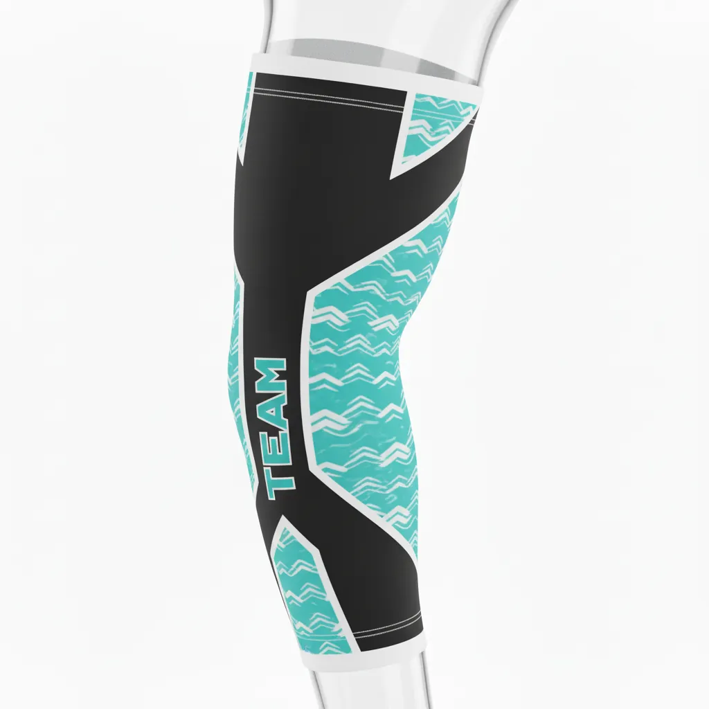 Custom Esports Arm Sleeve - Teal, White - All Blacks - Front View - Kinexa Sportswear