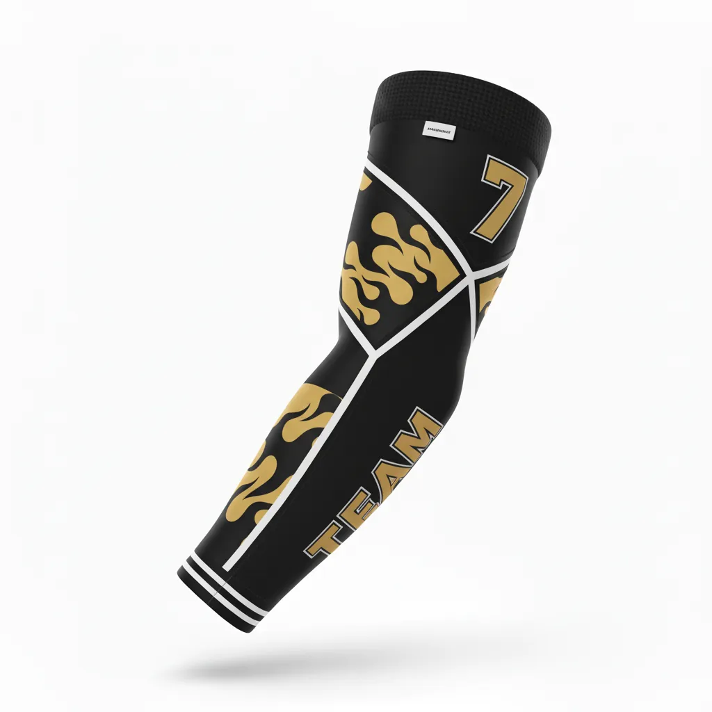Custom Esports Arm Sleeve - Gold, White - All Blacks Vegas - Side View - Kinexa Sportswear