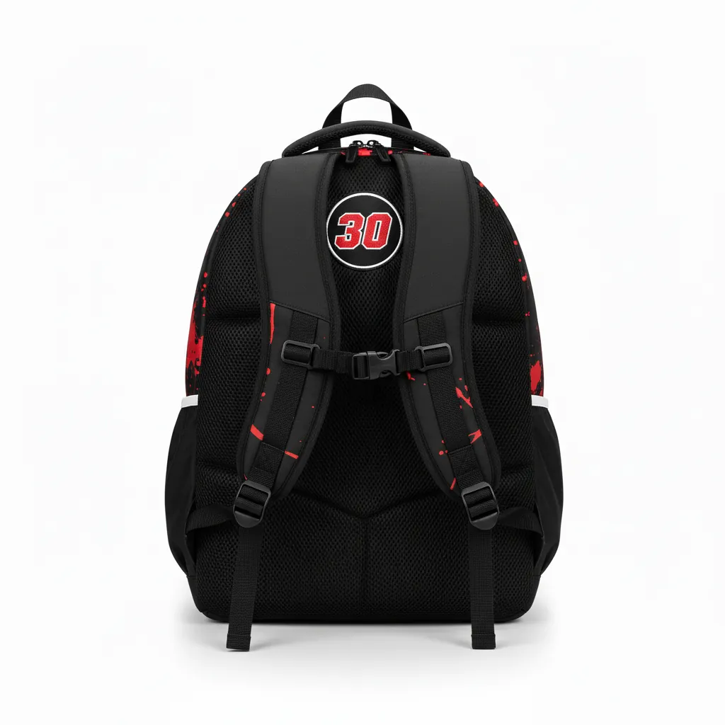 Custom Esports Backpack - Red, White - Gaming All Blacks Athletic - Back View - Kinexa Sportswear