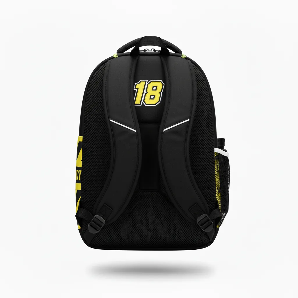 Custom Esports Backpack - Yellow, White - Gaming All Blacks Electric - Back View - Kinexa Sportswear