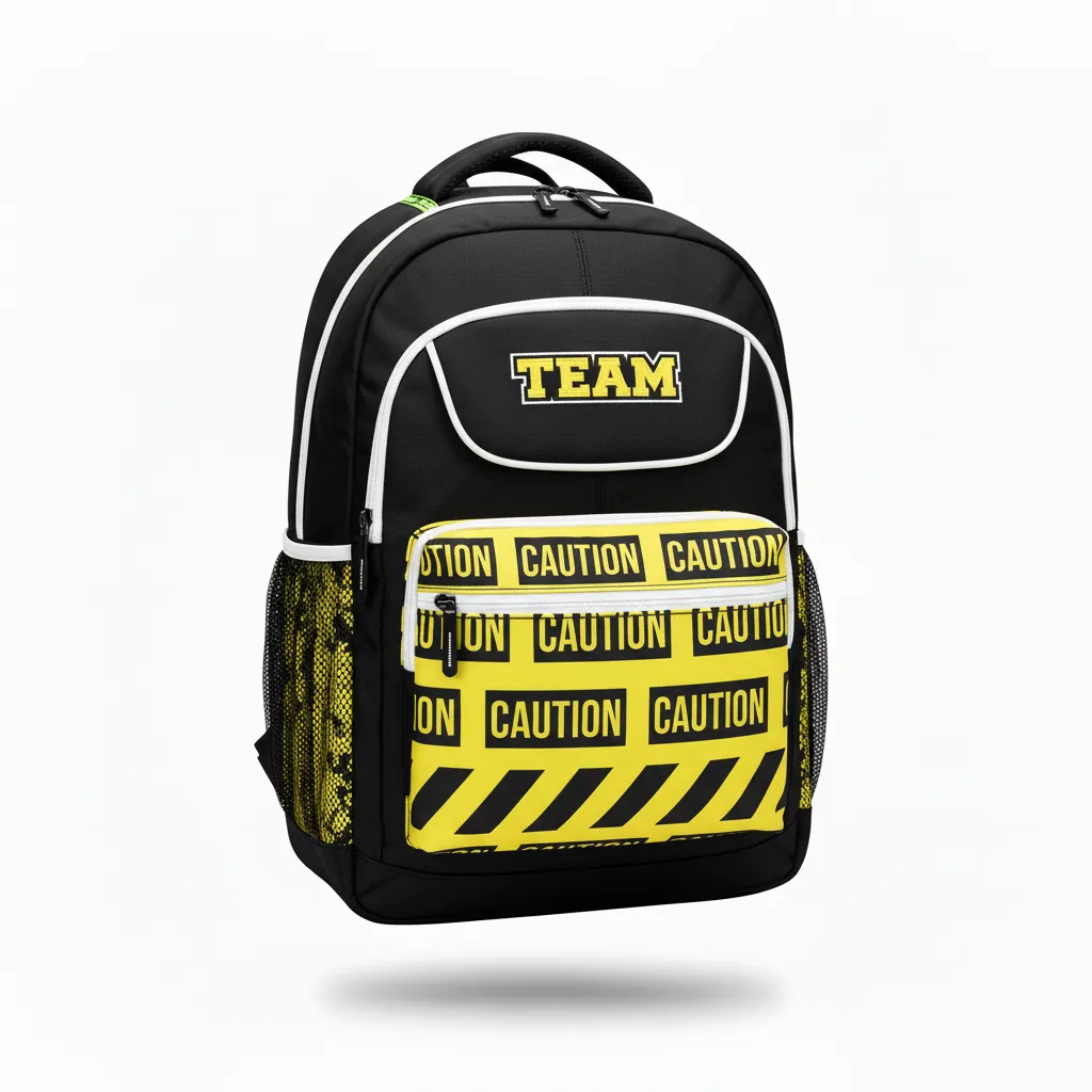 Custom Esports Backpack - Yellow, White - Gaming All Blacks Electric - Front View - Kinexa Sportswear