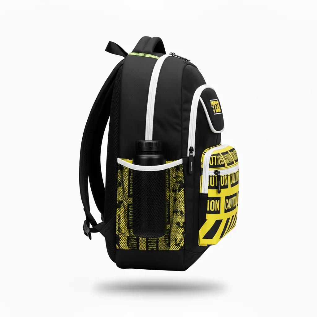 Custom Esports Backpack - Yellow, White - Gaming All Blacks Electric - Side View - Kinexa Sportswear