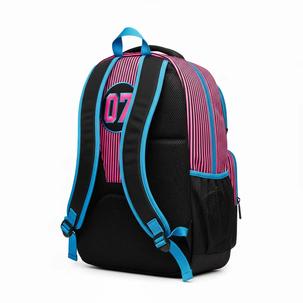 Custom Esports Backpack - Pink, Blue - Gaming All Blacks Hot Electric - Back View - Kinexa Sportswear