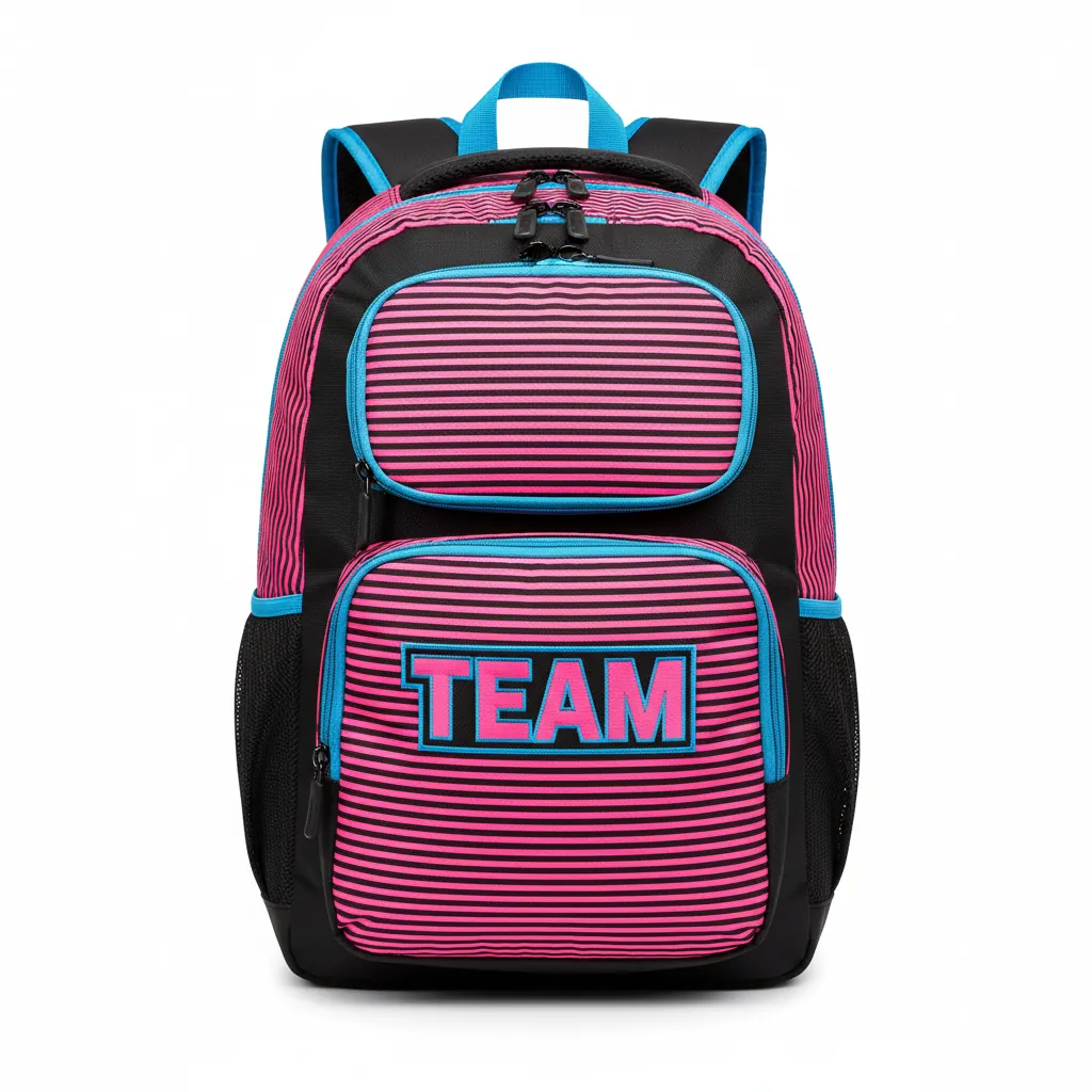 Custom Esports Backpack - Pink, Blue - Gaming All Blacks Hot Electric - Front View - Kinexa Sportswear